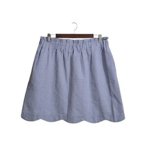 Lauren James Striped Pull On Seersucker Scalloped Hem Above The Knee Skirt Sz XL